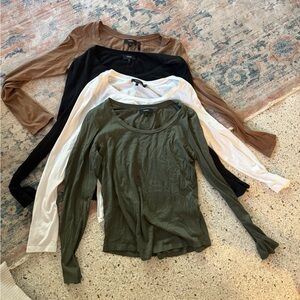 Scoop Neck Theory Long Sleeve Tees- Set of Four